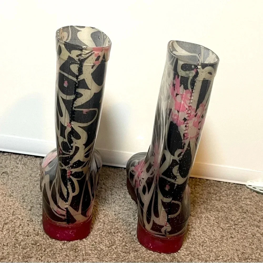 Firebugs By Mia Girl Purple Floral Rain Boots Size 13